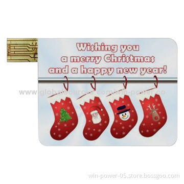 Card-shaped USB Flash Drive, Cute Design, Perfect Christmas Gifts, Customized Logos Accepted